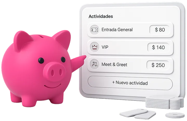 Chanchito cargando actividades y precios en la app