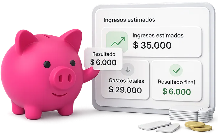 Chanchito mostrando si ganás o perdés antes de vender la primera entrada